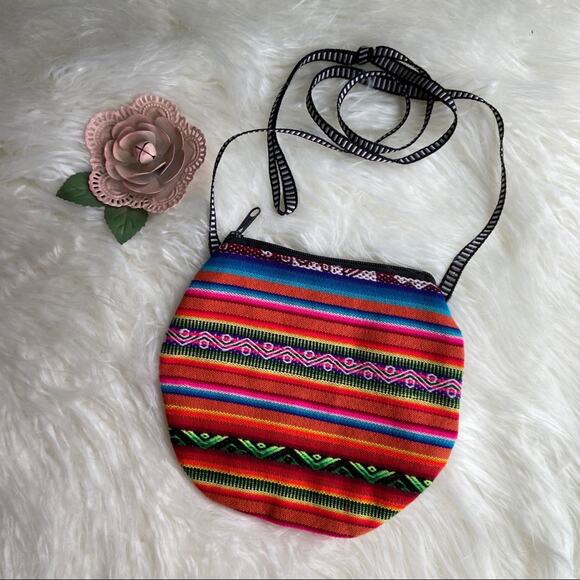 Free Hands Colorful Multicolored Woven Crossbody Purse - Picture 1 of 6
